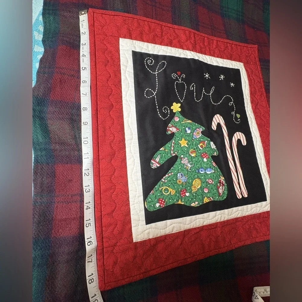 Festive Christmas Quilt with Tree and Candy Cane Design